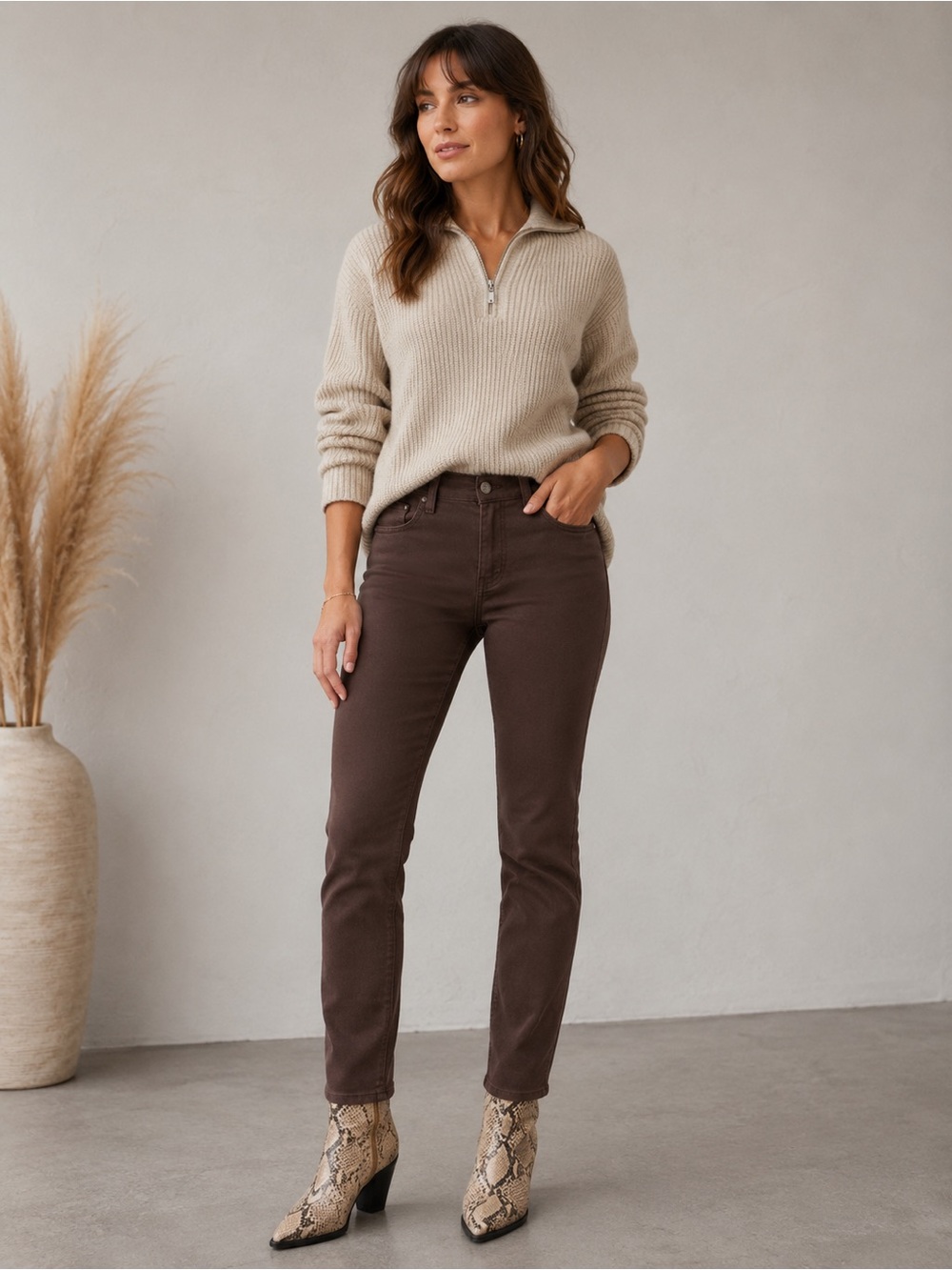 Democracy Ab Solution Chocolate Brown High Rise Straight Leg‎ Jeans
